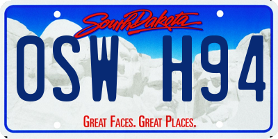 SD license plate 0SWH94