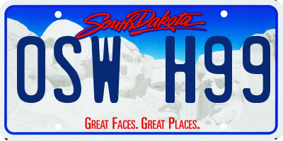 SD license plate 0SWH99