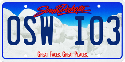 SD license plate 0SWI03