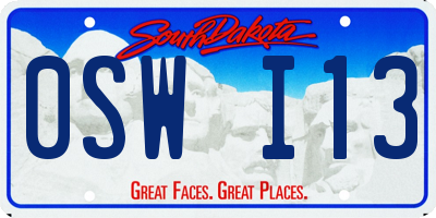 SD license plate 0SWI13