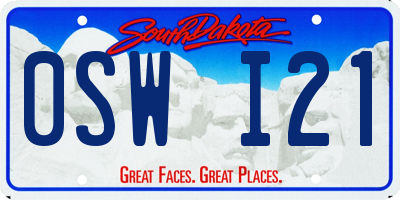 SD license plate 0SWI21