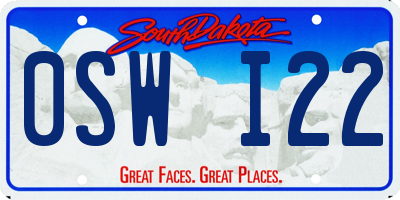 SD license plate 0SWI22