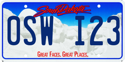 SD license plate 0SWI23