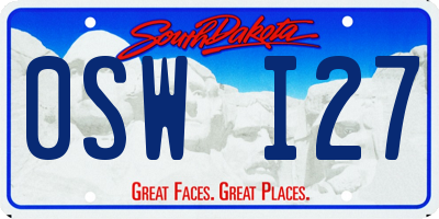 SD license plate 0SWI27