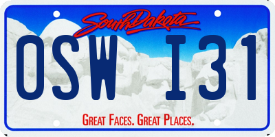 SD license plate 0SWI31