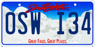 SD license plate 0SWI34