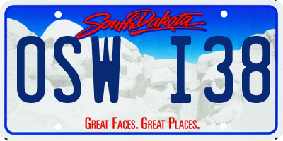 SD license plate 0SWI38