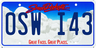 SD license plate 0SWI43