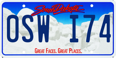 SD license plate 0SWI74