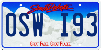 SD license plate 0SWI93