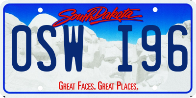 SD license plate 0SWI96