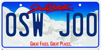 SD license plate 0SWJ00