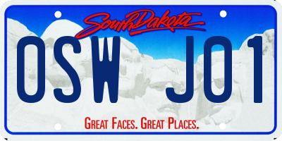 SD license plate 0SWJ01