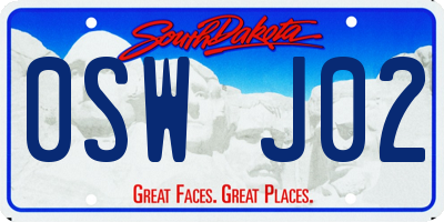 SD license plate 0SWJ02