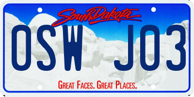 SD license plate 0SWJ03
