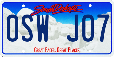 SD license plate 0SWJ07