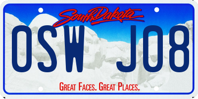 SD license plate 0SWJ08