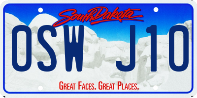 SD license plate 0SWJ10