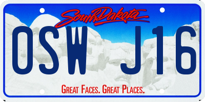 SD license plate 0SWJ16