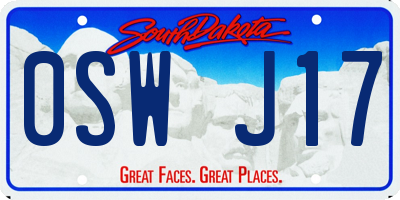 SD license plate 0SWJ17