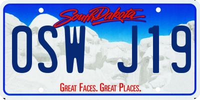 SD license plate 0SWJ19
