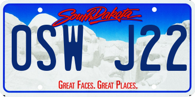 SD license plate 0SWJ22