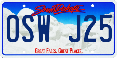 SD license plate 0SWJ25