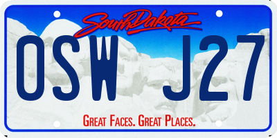 SD license plate 0SWJ27