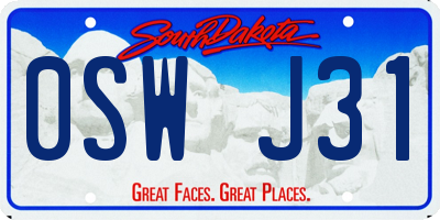 SD license plate 0SWJ31