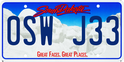 SD license plate 0SWJ33