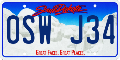 SD license plate 0SWJ34