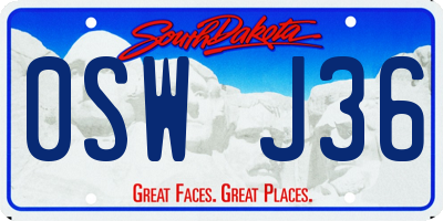 SD license plate 0SWJ36