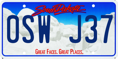 SD license plate 0SWJ37