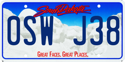 SD license plate 0SWJ38