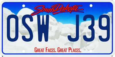 SD license plate 0SWJ39