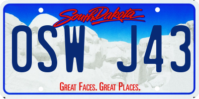 SD license plate 0SWJ43