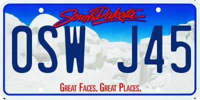 SD license plate 0SWJ45