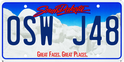 SD license plate 0SWJ48