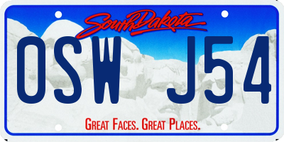 SD license plate 0SWJ54