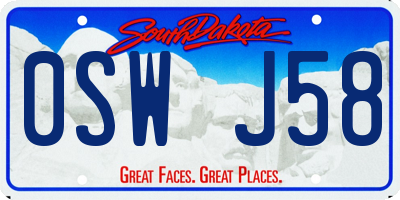 SD license plate 0SWJ58