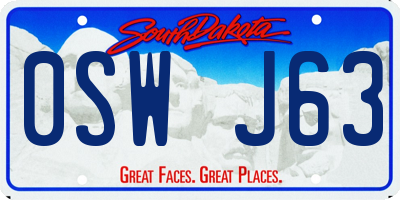 SD license plate 0SWJ63