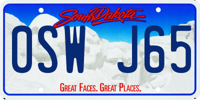 SD license plate 0SWJ65