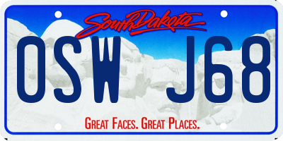 SD license plate 0SWJ68