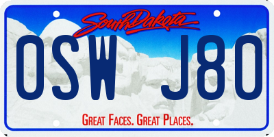 SD license plate 0SWJ80