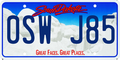 SD license plate 0SWJ85