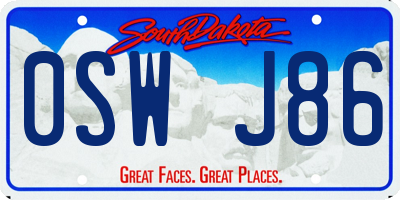 SD license plate 0SWJ86