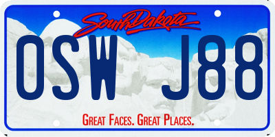 SD license plate 0SWJ88