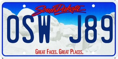 SD license plate 0SWJ89