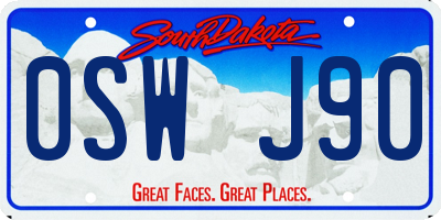 SD license plate 0SWJ90