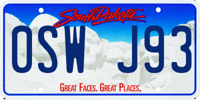 SD license plate 0SWJ93